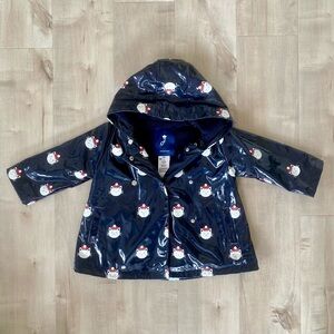 Jacadi Paris Navy Raincoat w/Cat Print 24 Months/2 Toddler - Like New!